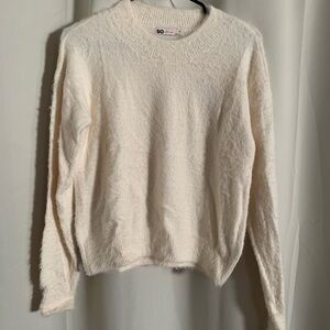 SO Cream Crew Neck Sweater with Ribbed Details